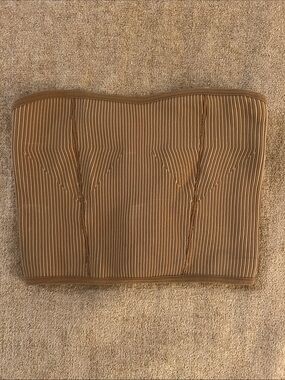 Urban Outfitters Ribbed Strapless Crop Top in Camel